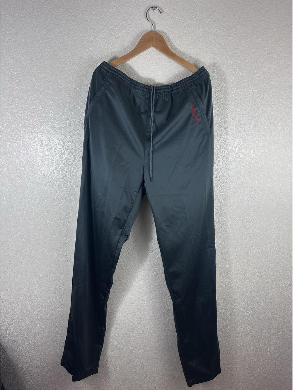 Adidas Track Pants Vintage Style Green Satin Joggers Men’s Size LT